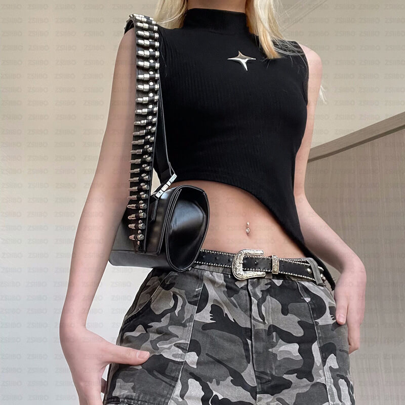 Gothic Star Embellished Cut-Out Knit Tank Top - Image 4