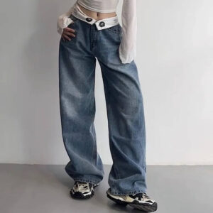 High Waist Loose Fit Streetwear Jeans