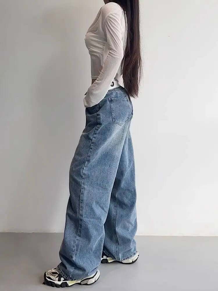 High Waist Loose Fit Streetwear Jeans - Image 2