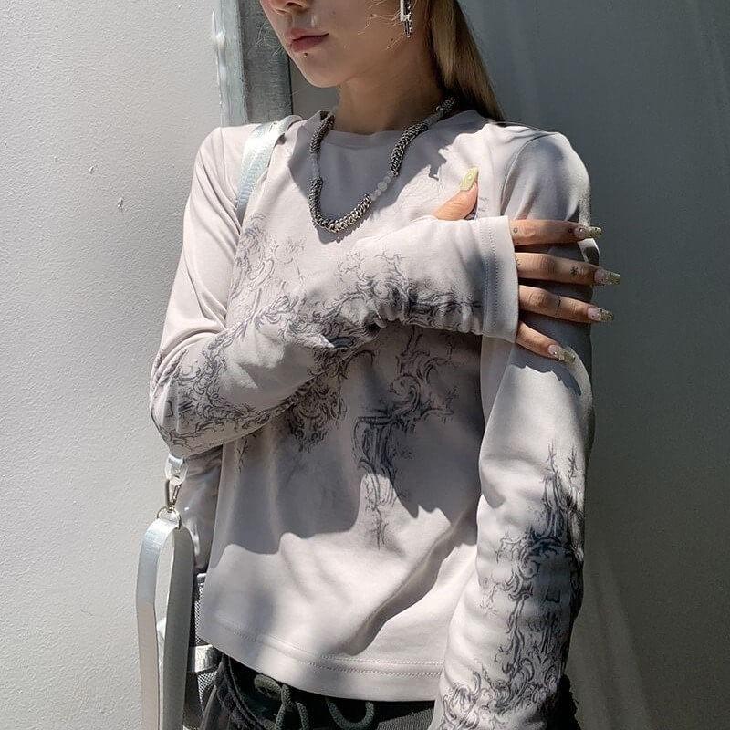 Sketch Print Slim Fit Long Sleeve - Image 4